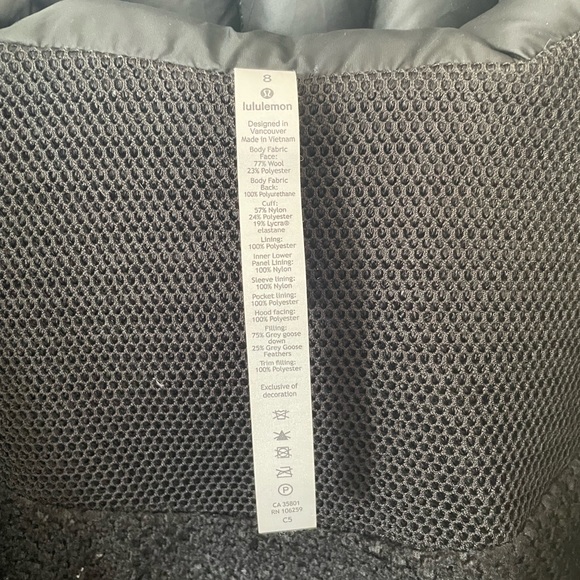 Lululemon Wunder Puff Jacket Wool size 8 - Picture 4 of 5